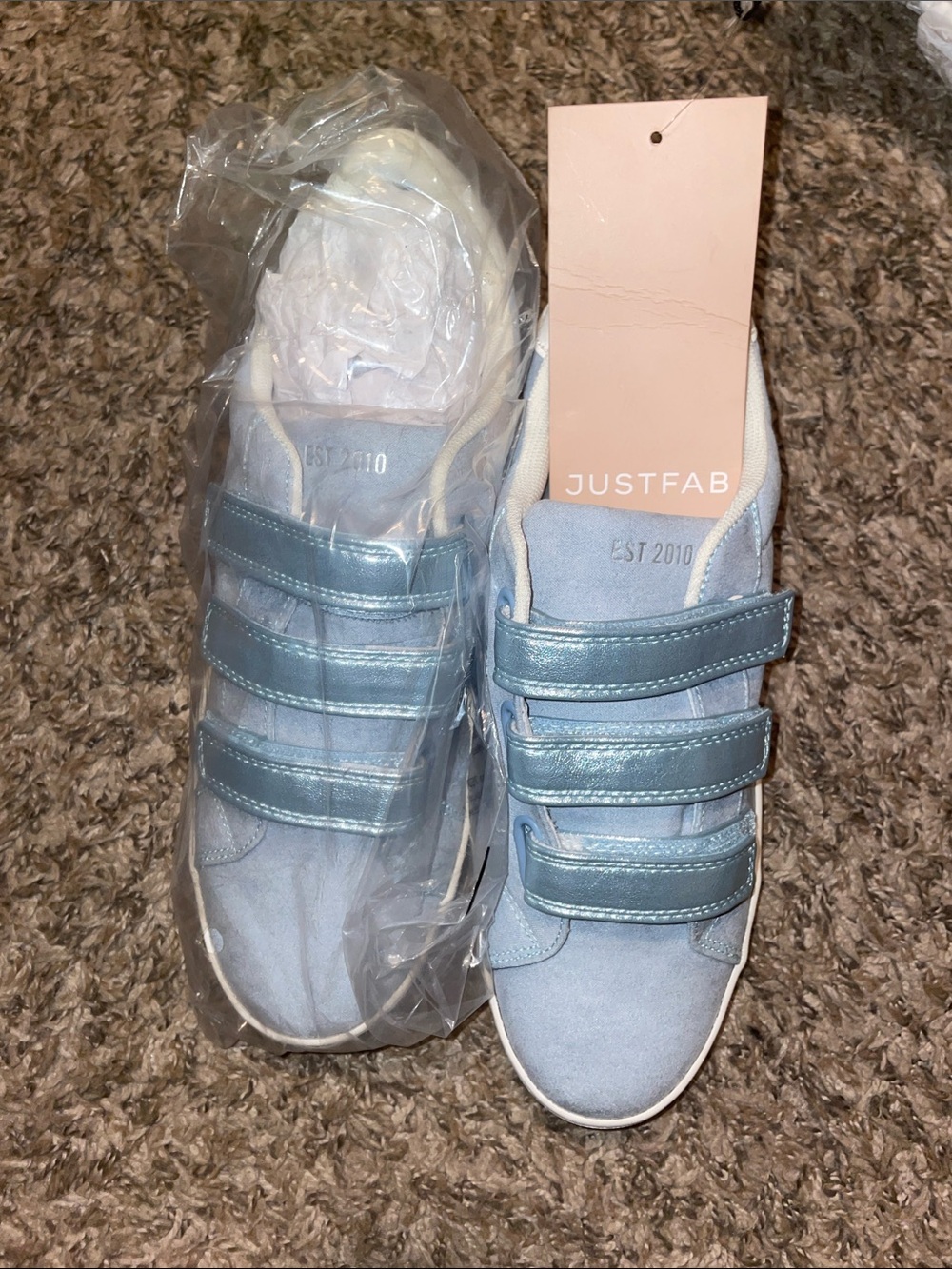 JustFab Light Blue Velcro Strap Sneakers